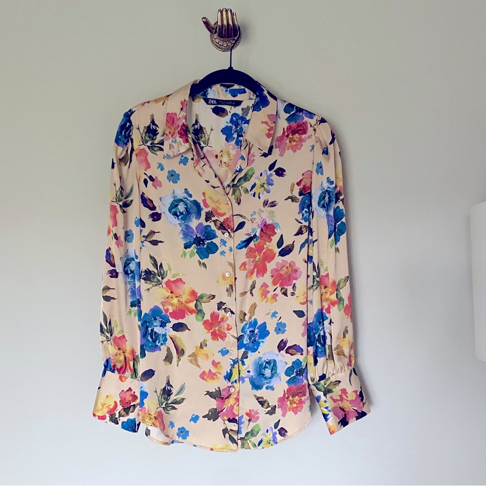 Zara Satin Floral Shirt